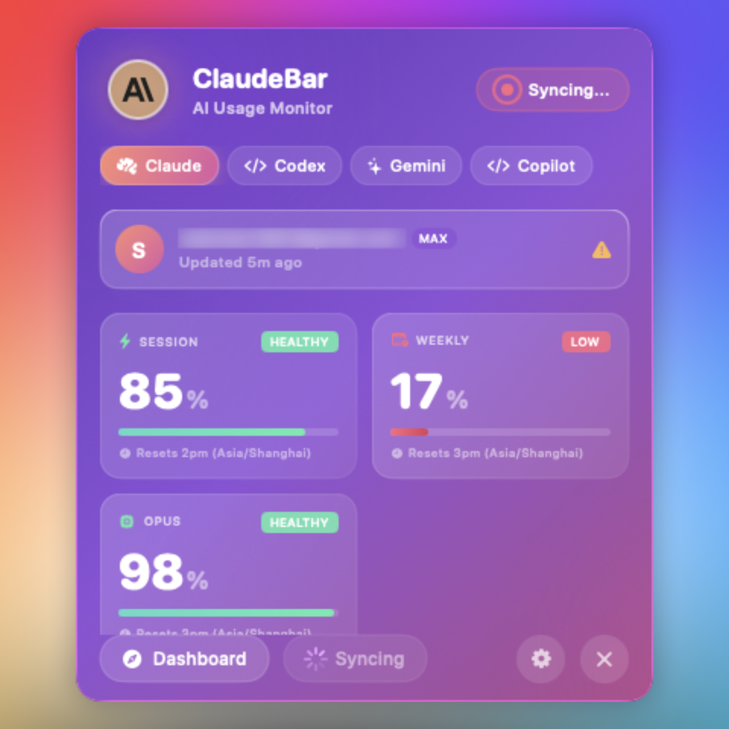ClaudeBar App Screenshot